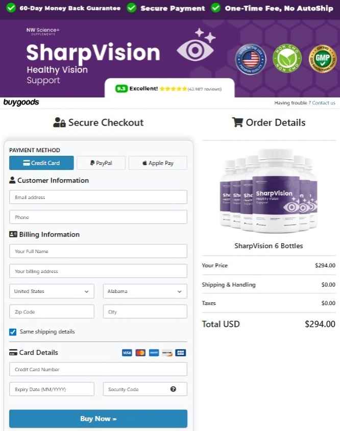 SharpVision Order Page